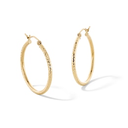 10K Hollow Gold Diamond-Cut Hoops
