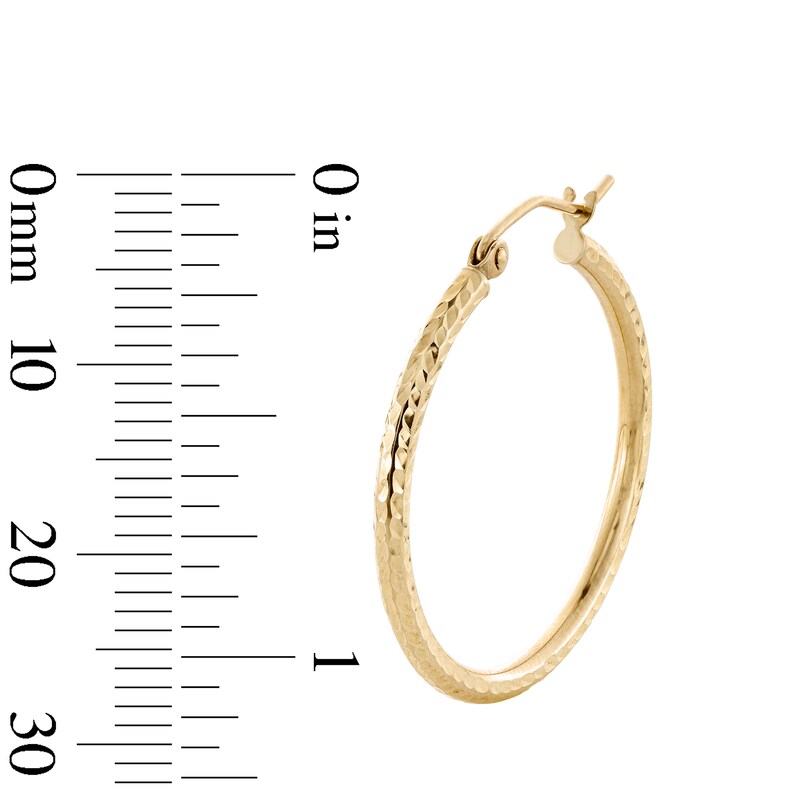 Main Image 3 of 10K Hollow Gold Diamond-Cut Hoops