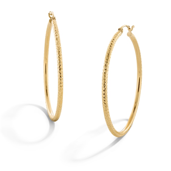 10K Hollow Gold Diamond-Cut Hoops