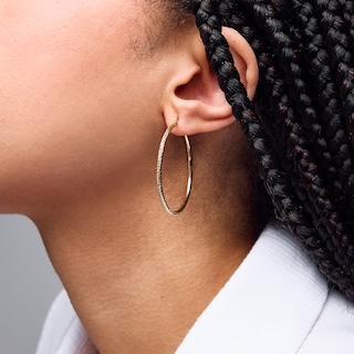 10K Hollow Gold Diamond-Cut Hoops
