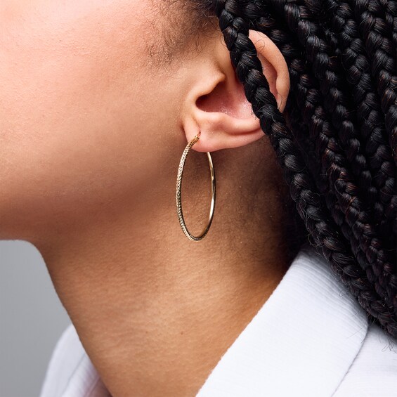 10K Hollow Gold Diamond-Cut Hoops