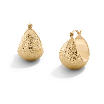 10K Hollow Gold Diamond-Cut Bold Hoops