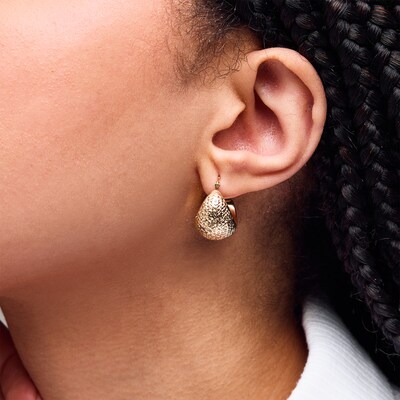 10K Hollow Gold Diamond-Cut Bold Hoops