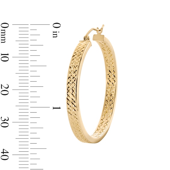 10K Hollow Gold Diamond-Cut Inside Out Square Hoops