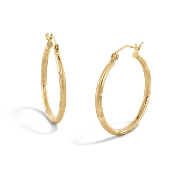10K Hollow Gold Diamond-Cut Hoops