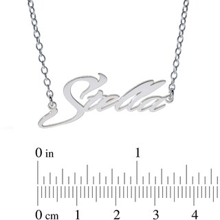 Sterling Silver Slant Curved Edge Name Rolo Necklace - 16"