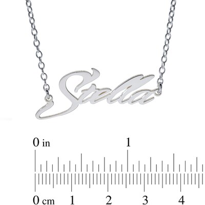 Sterling Silver Slant Curved Edge Name Rolo Necklace - 16"
