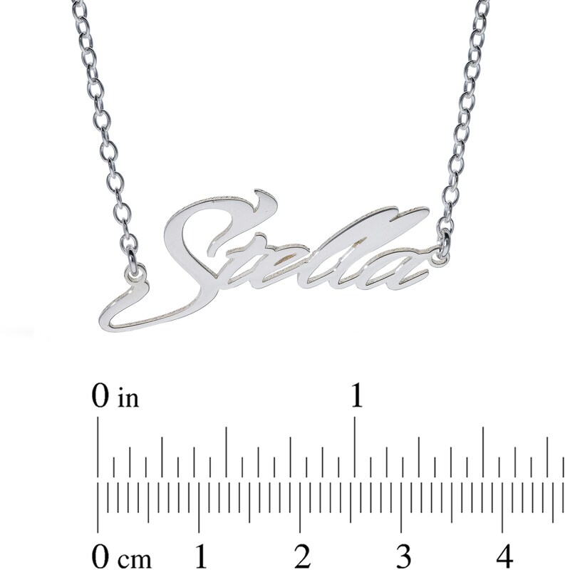 Sterling Silver Slant Curved Edge Name Rolo Necklace - 16"