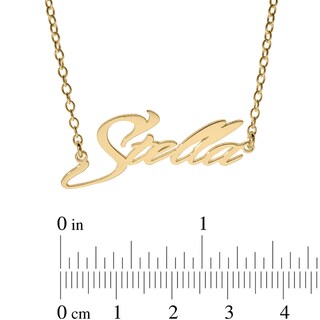 14K Gold Plated Slant Curved Edge Name Rolo Necklace - 16"