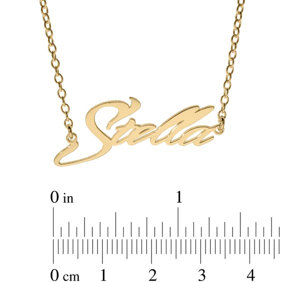 14K Gold Plated Slant Curved Edge Name Rolo Necklace - 16"