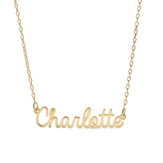 14K Gold Plated Handwriting Name Rolo Necklace - 16"