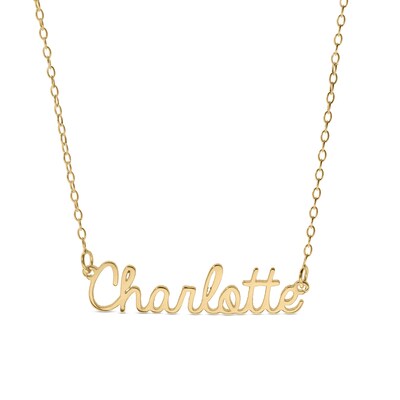 14K Gold Plated Handwriting Name Rolo Necklace - 16"