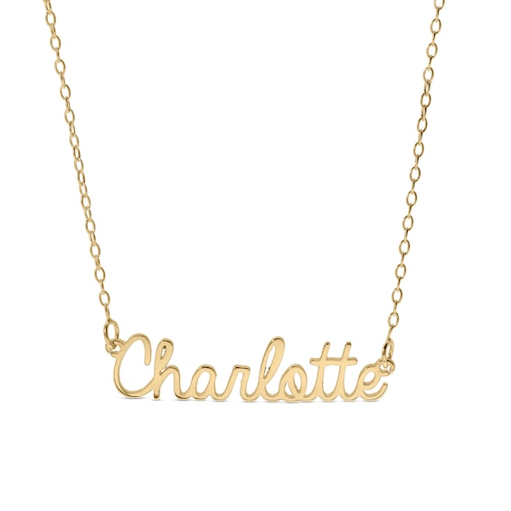 14K Gold Plated Handwriting Name Rolo Necklace - 16"