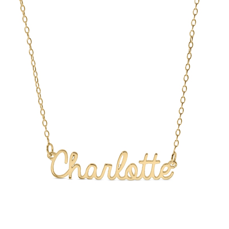 14K Gold Plated Handwriting Name Rolo Necklace - 16"