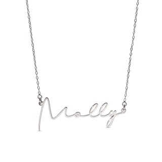 Sterling Silver Modern Thin Name Rolo Necklace - 16"