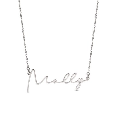 Sterling Silver Modern Thin Name Rolo Necklace - 16"