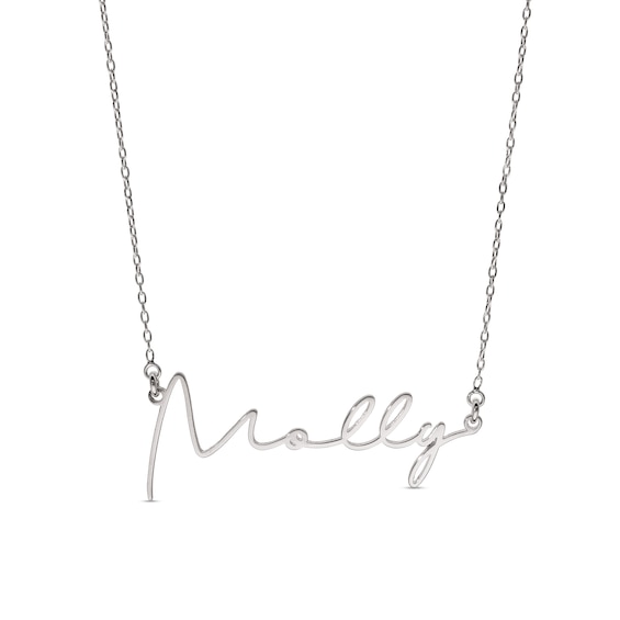 Sterling Silver Modern Thin Name Rolo Necklace - 16"