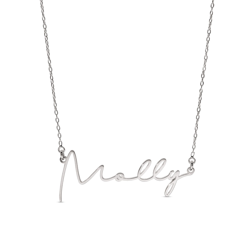 Sterling Silver Modern Thin Name Rolo Necklace - 16"