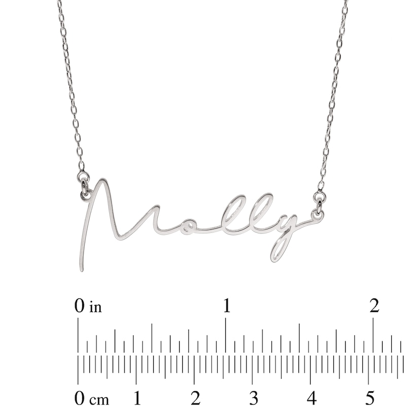 Main Image 2 of Sterling Silver Modern Thin Name Rolo Necklace - 16"