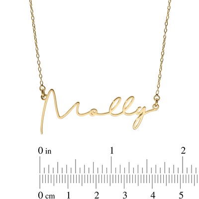 14K Gold Plated Modern Thin Name Rolo Necklace - 16"