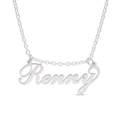 Sterling Silver Moveable Name Link Necklace - 16"