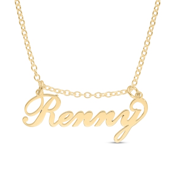 14K Gold Plated Moveable Name Link Necklace - 16"