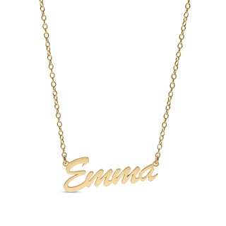 14K Gold Plated Small Script Name Rolo Necklace - 16"