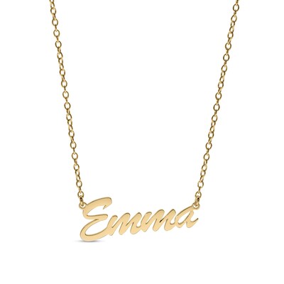 14K Gold Plated Small Script Name Rolo Necklace - 16"
