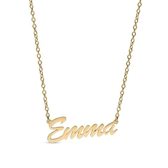 14K Gold Plated Small Script Name Rolo Necklace - 16"