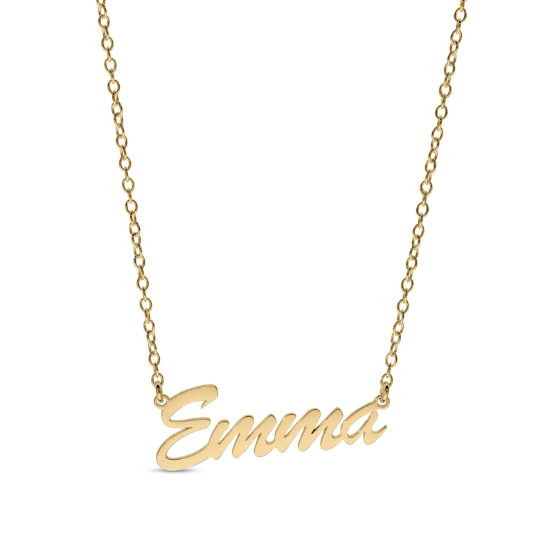 14K Gold Plated Small Script Name Rolo Necklace - 16"
