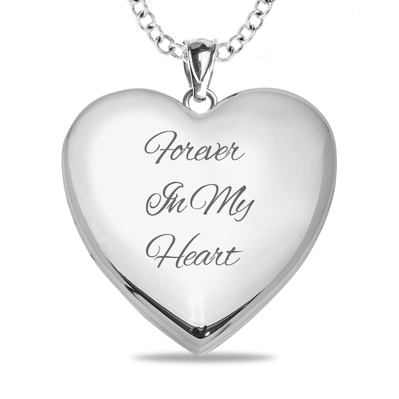 Sterling Silver Forever in My Heart Engravable Locket Pendant - 18"