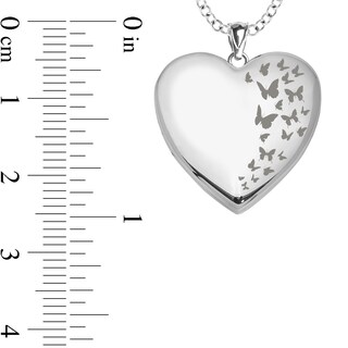 Butterfly Photo Engravable Heart Locket Pendant - 18"