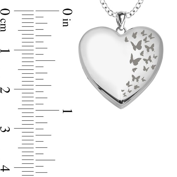 Butterfly Photo Engravable Heart Locket Pendant - 18"