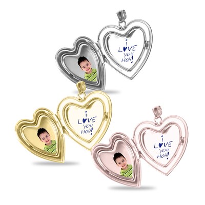 Butterfly Photo Engravable Heart Locket Pendant - 18"