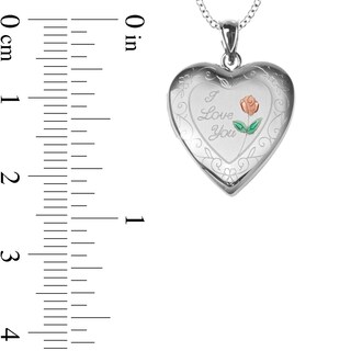 Sterling Silver Enamel I Love You Engravable Heart Locket Pendant - 18"