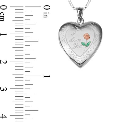 Sterling Silver Enamel I Love You Engravable Heart Locket Pendant - 18"
