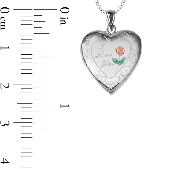 Sterling Silver Enamel I Love You Engravable Heart Locket Pendant - 18"
