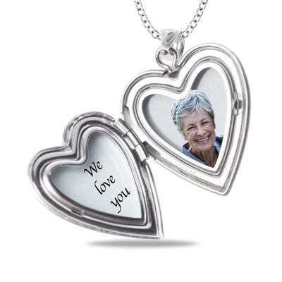 Sterling Silver Enamel I Love You Engravable Heart Locket Pendant - 18"