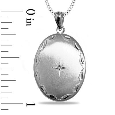 Diamond-Cut Photo Engravable Oval Locket Pendant - 18"