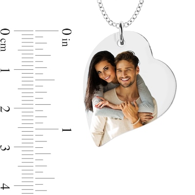 10K Solid Gold Photo Heart Pendant - 18"