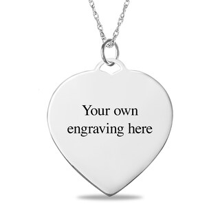 Diamond-Cut Photo Heart Pendant - 18"