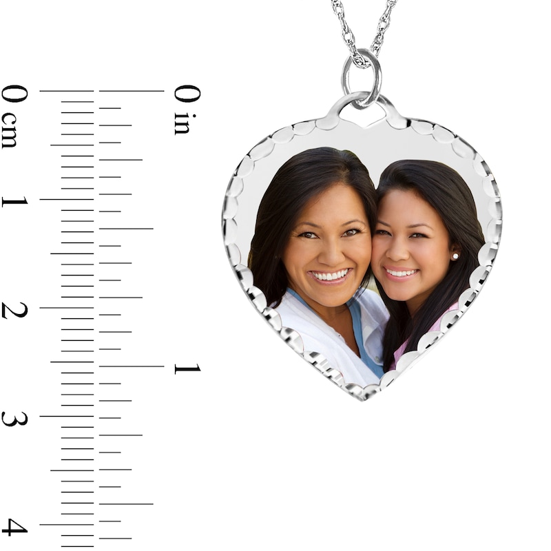 Main Image 3 of Diamond-Cut Photo Heart Pendant - 18"