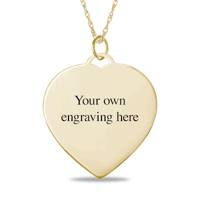 10K Solid Gold Diamond-Cut Photo Heart Pendant - 18"
