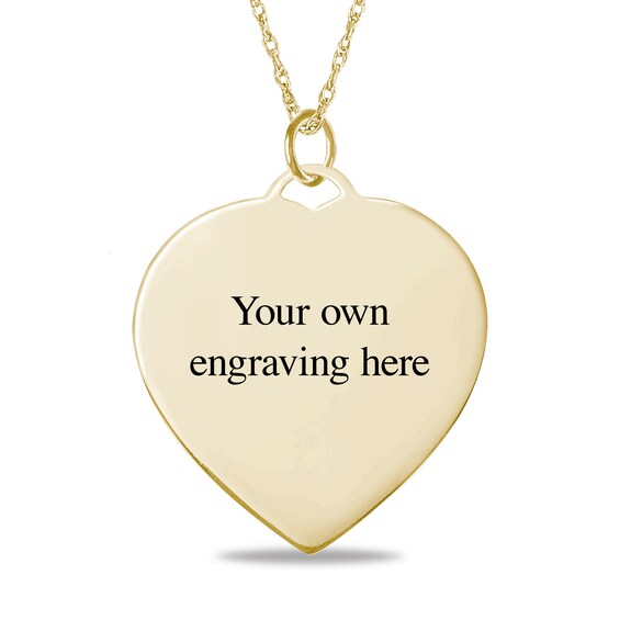 10K Solid Gold Diamond-Cut Photo Heart Pendant - 18"