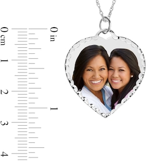 10K Solid Gold Diamond-Cut Photo Heart Pendant - 18"