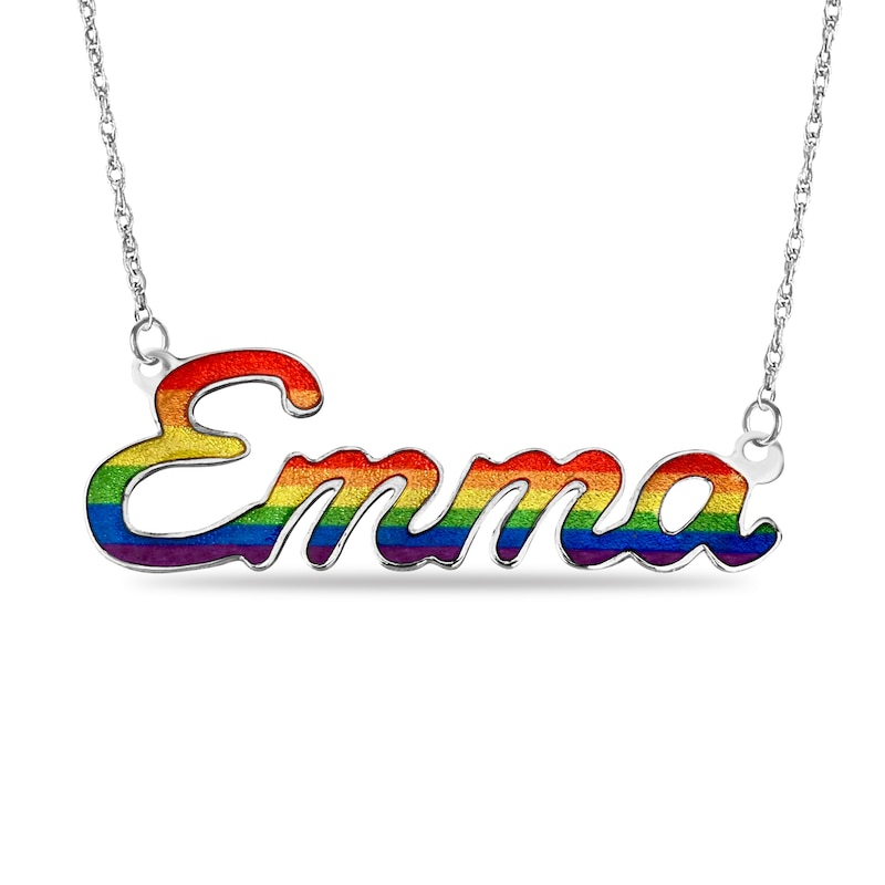 Main Image 1 of Enamel Rainbow Name Necklace - 18"