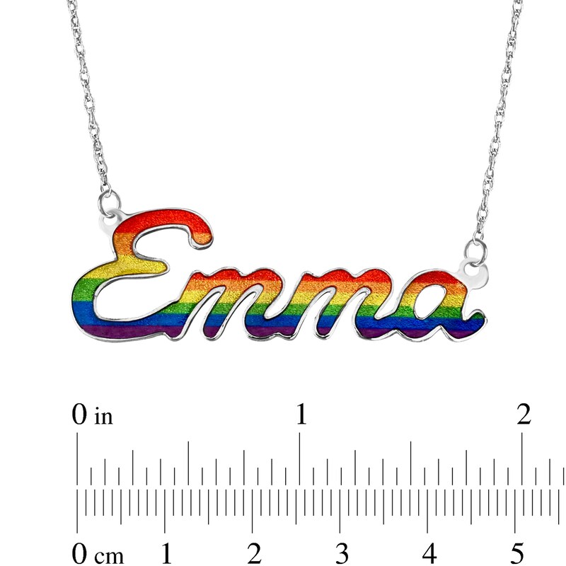 Main Image 4 of Enamel Rainbow Name Necklace - 18"