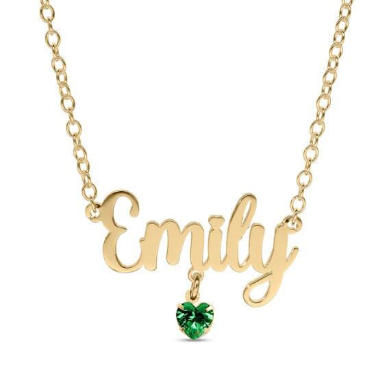 14K Gold Plated Birthstone Name Rolo Necklace - 16"