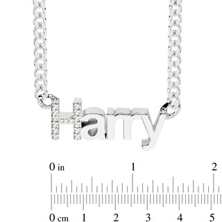 Sterling Silver CZ Block Name Curb Chain Necklace - 18"