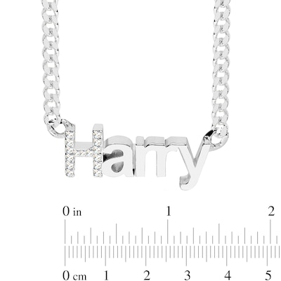 Sterling Silver CZ Block Name Curb Chain Necklace - 18"